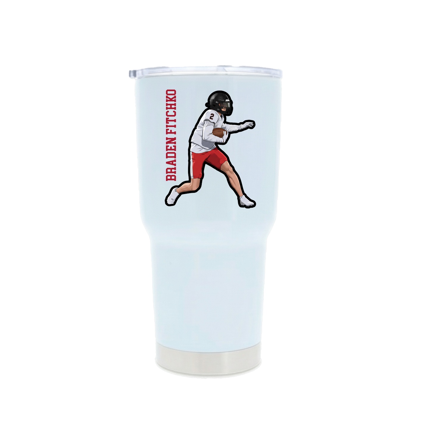 30oz Stainless Steel Tumbler — Name Vertical in White