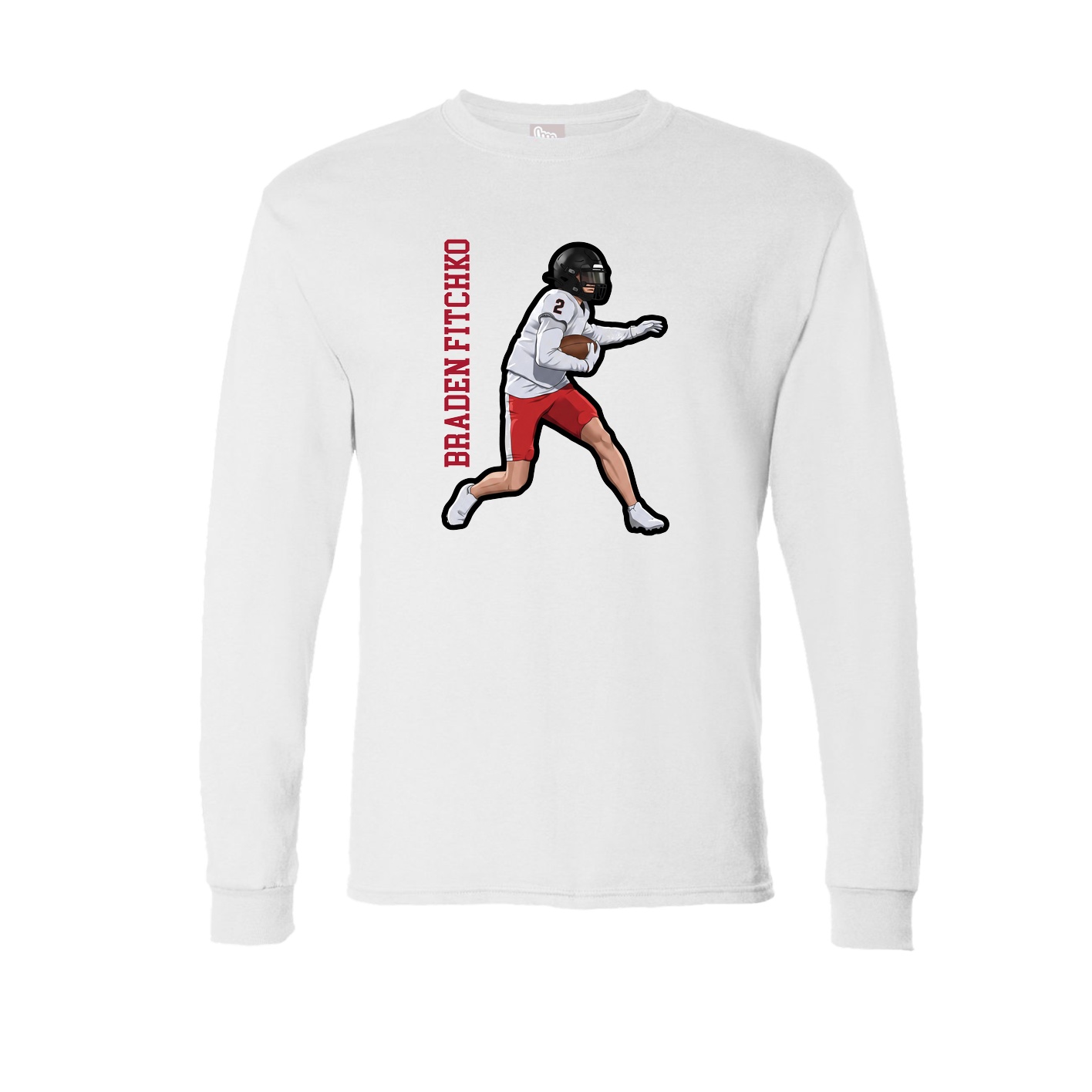 Long Sleeve Tee — Name Vertical in White