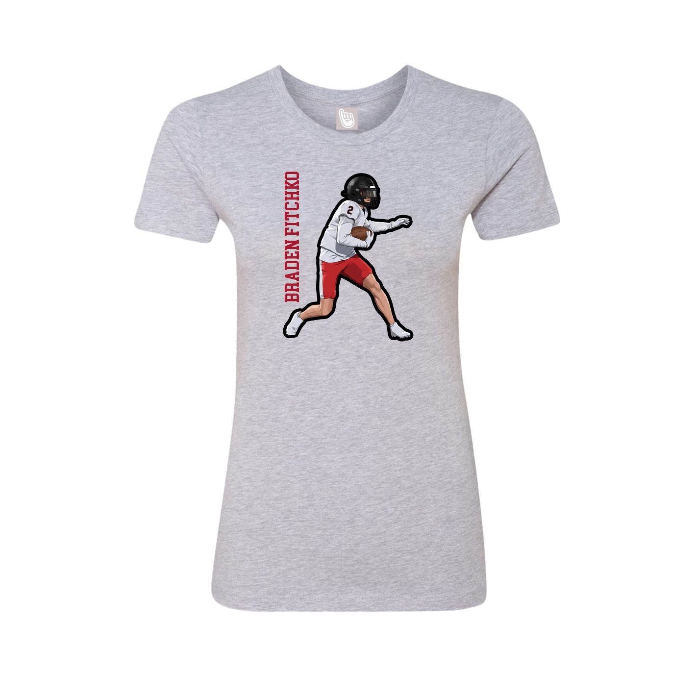 Fitted Women's Tee — Name Vertical in Grey