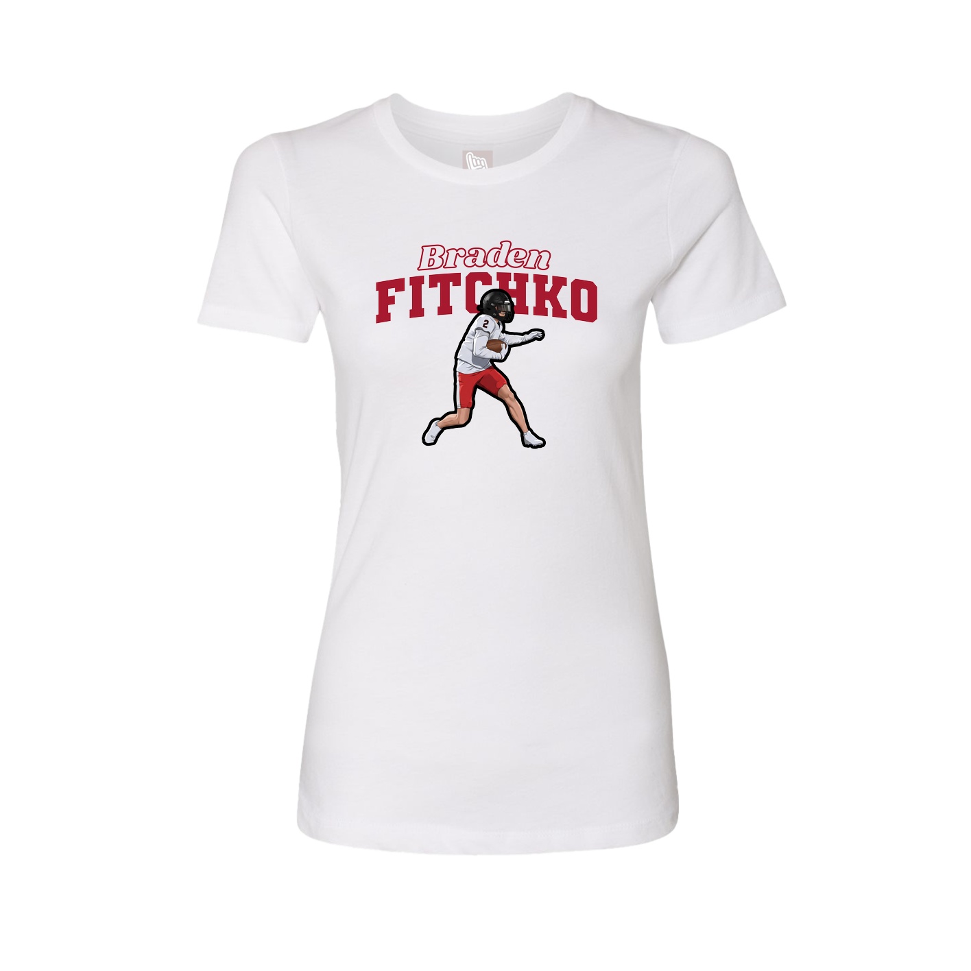 Fitted Women's Tee — Name Arch in White