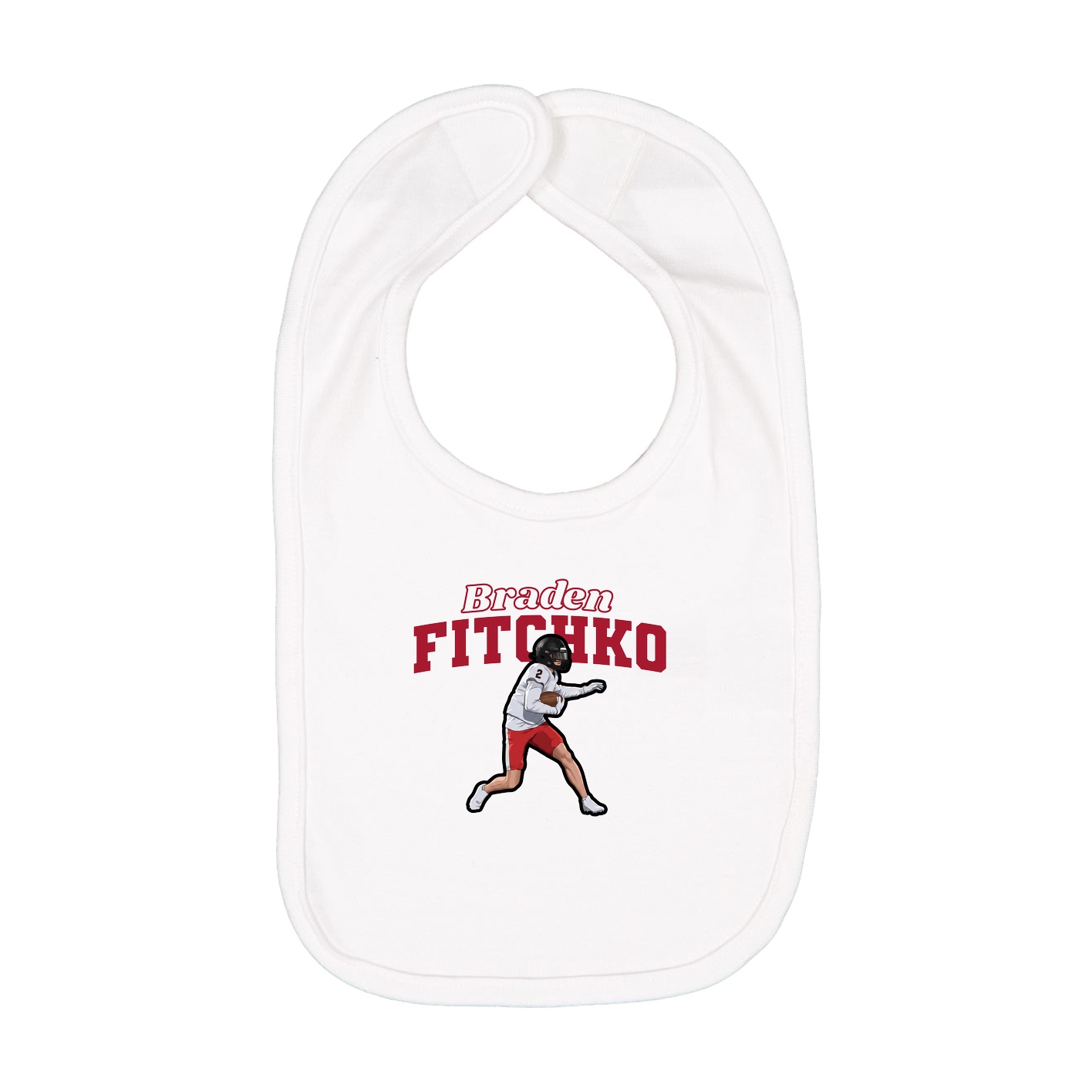 Infant Bib — Name Arch in White