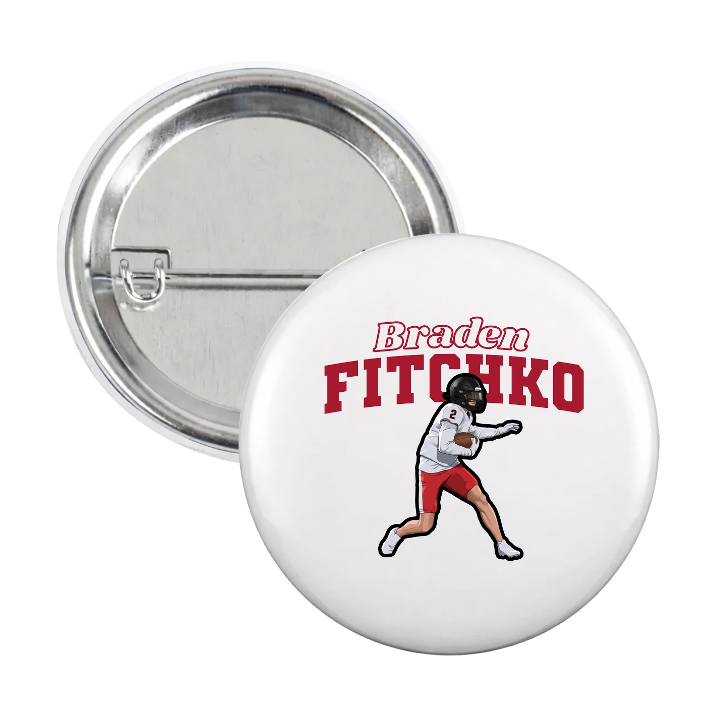 Game Day Button — Name Arch in White