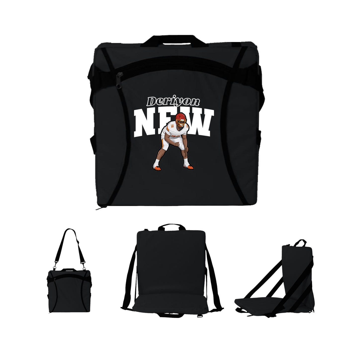 Folding Stadium Seat — Name Arch in Black