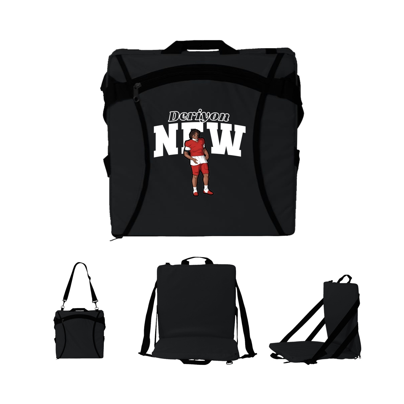 Folding Stadium Seat — Name Arch in Black