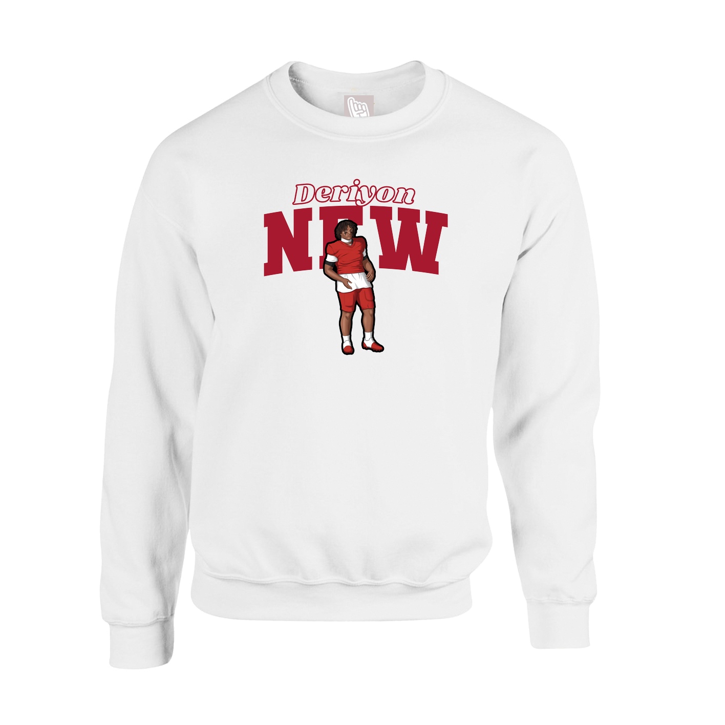 Fleece Crew — Name Arch in White
