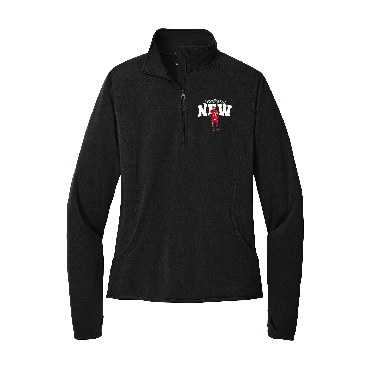 Women's Q-Zip Pullover — Name Arch in Black
