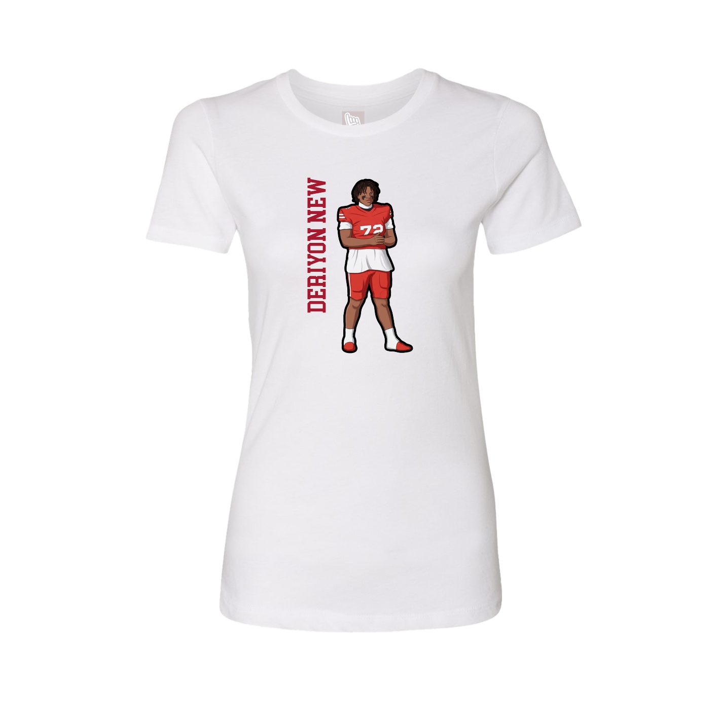Fitted Women's Tee — Name Vertical in White