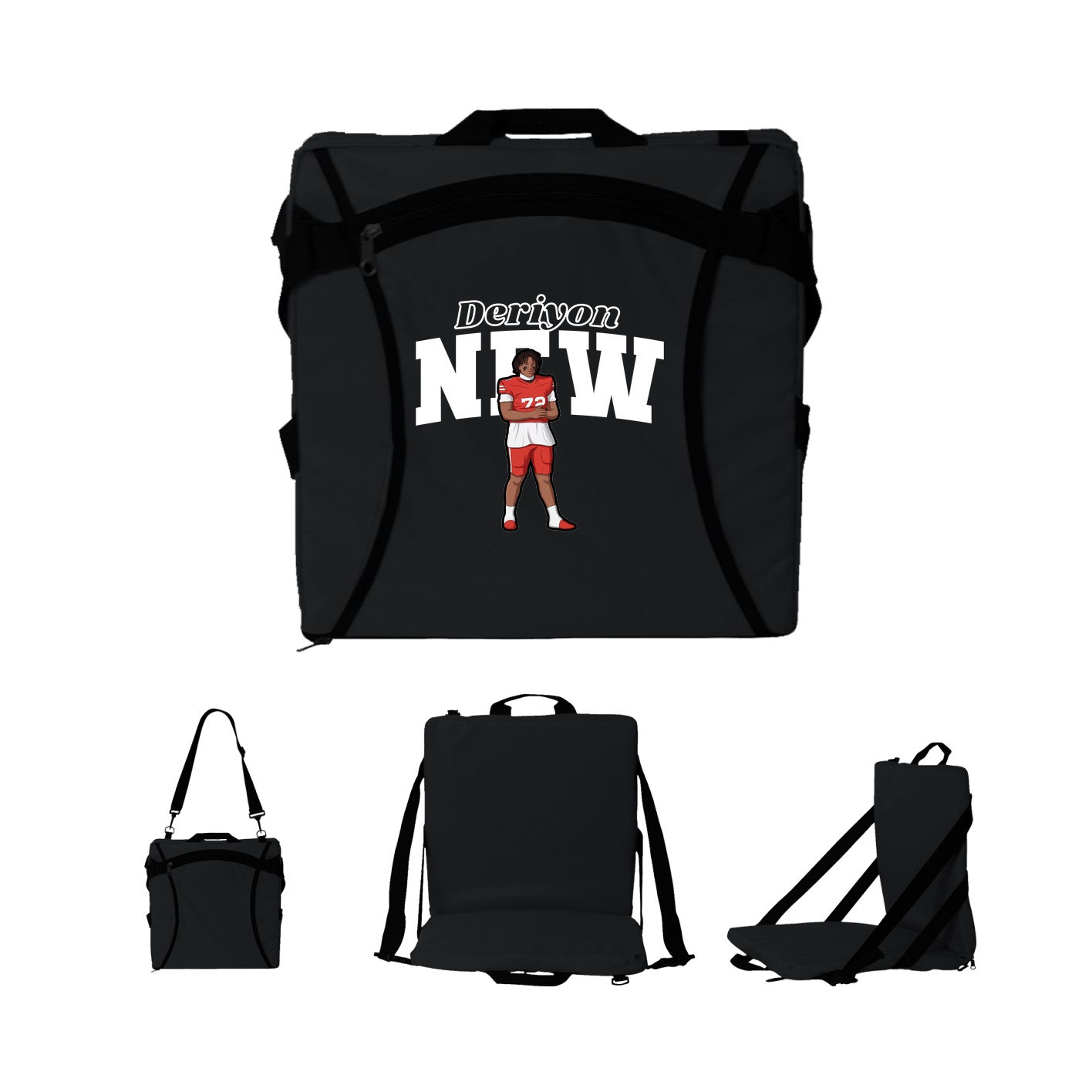 Folding Stadium Seat — Name Arch in Black