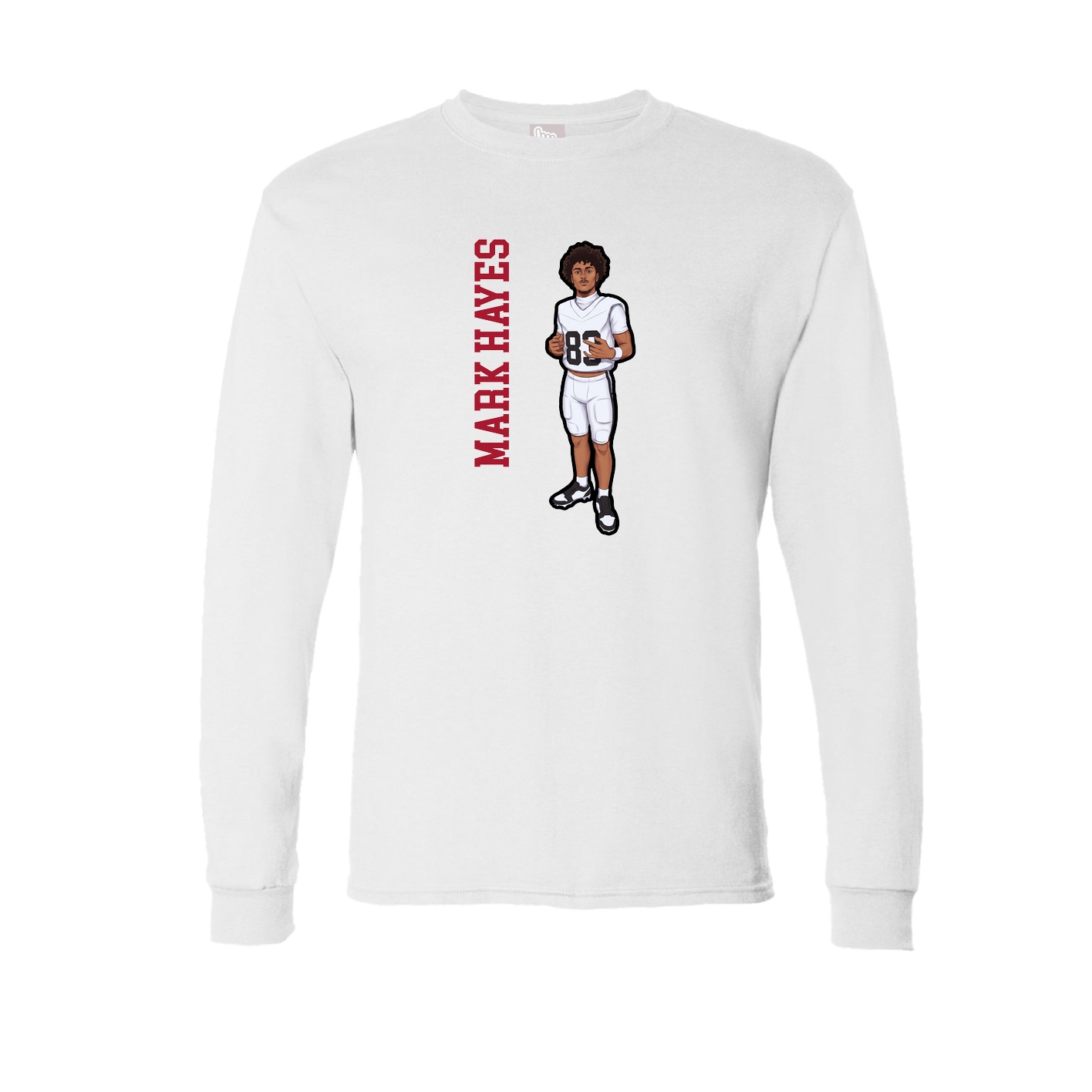 Long Sleeve Tee — Name Vertical in White