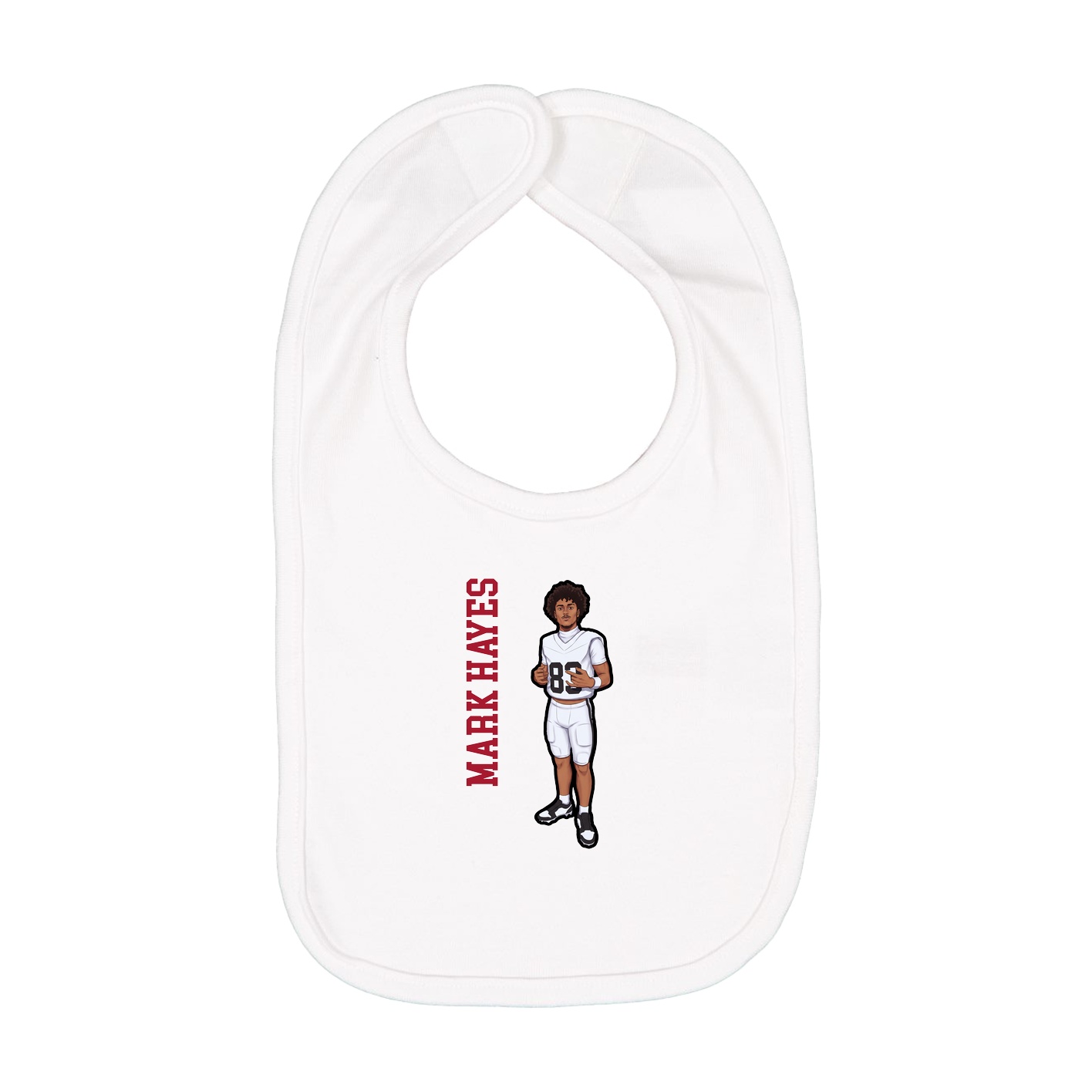 Infant Bib — Name Vertical in White