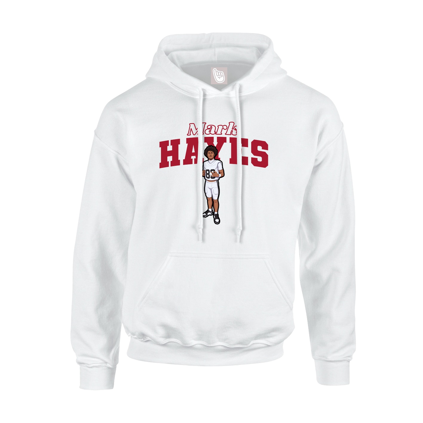 Youth Hoodie — Name Arch in White