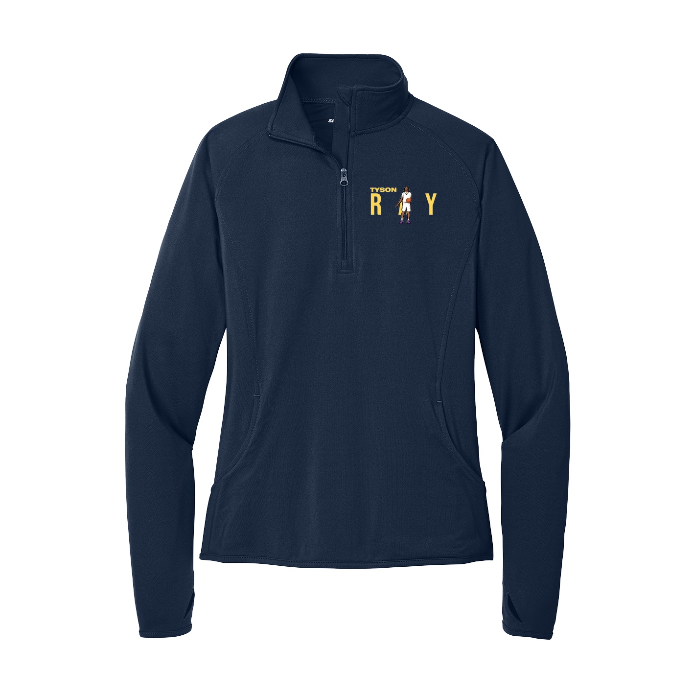 Women's Q-Zip Pullover — Player Name in Navy