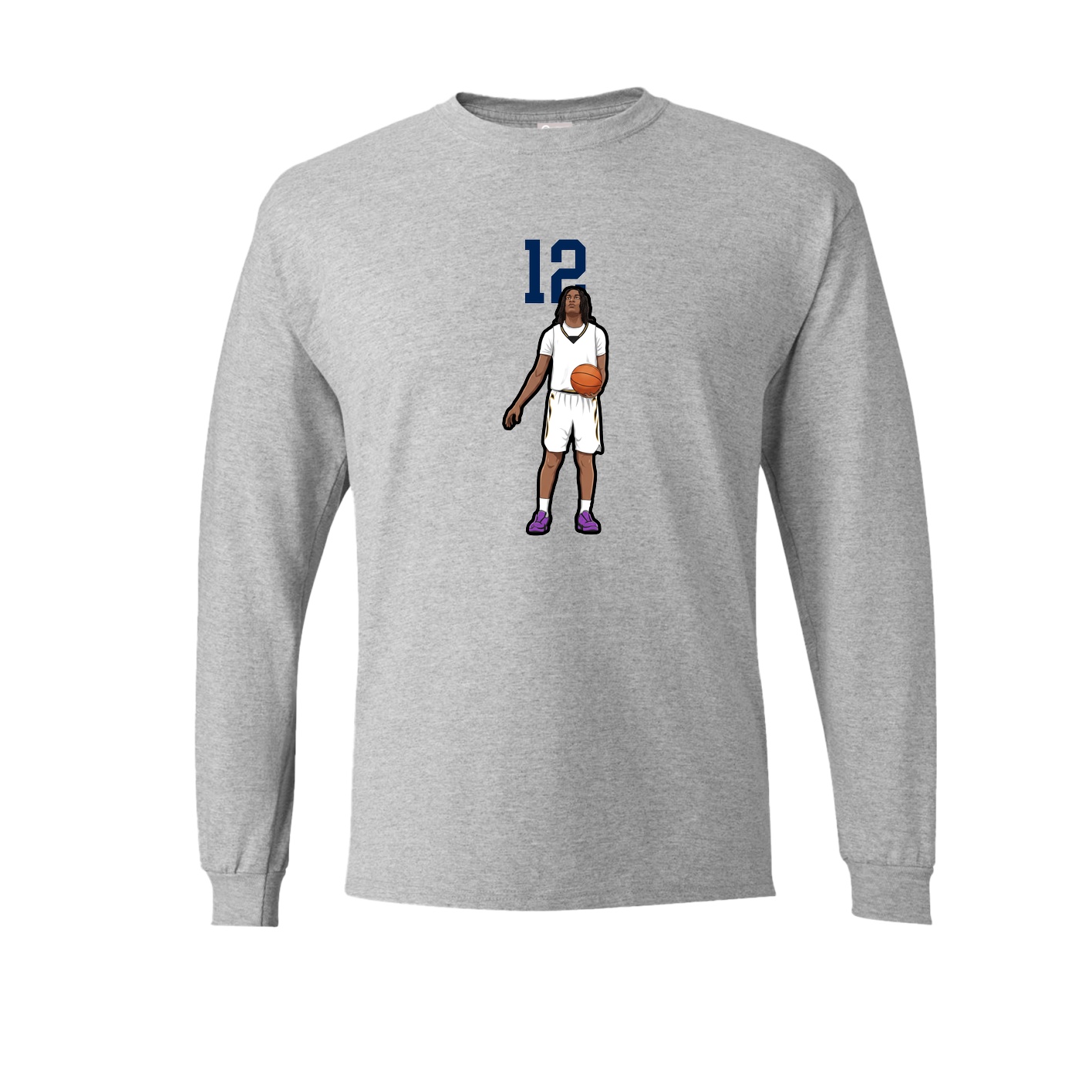 Long Sleeve Tee — Number Top in Grey