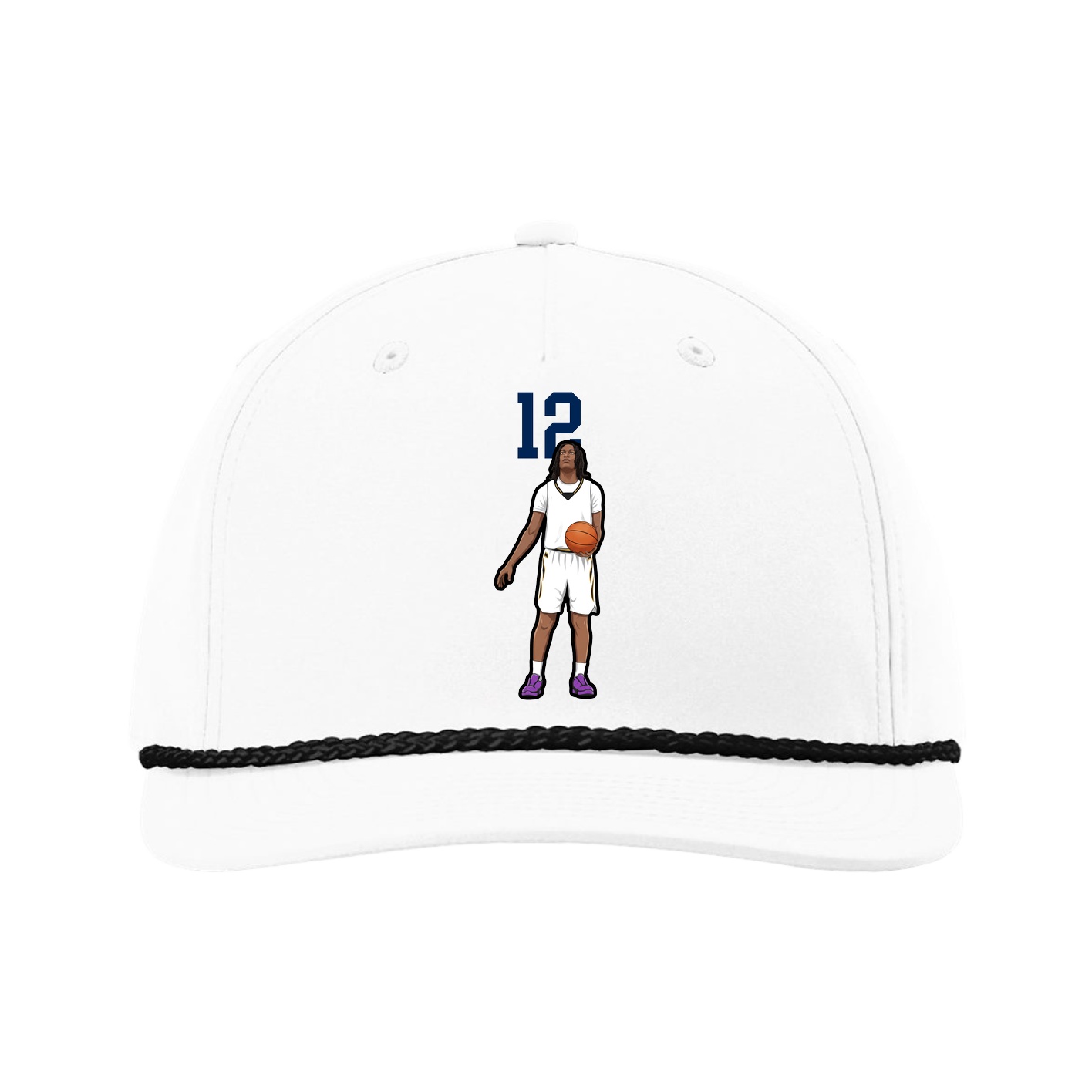 Five-Panel Classic Rope Cap — Number Top in White