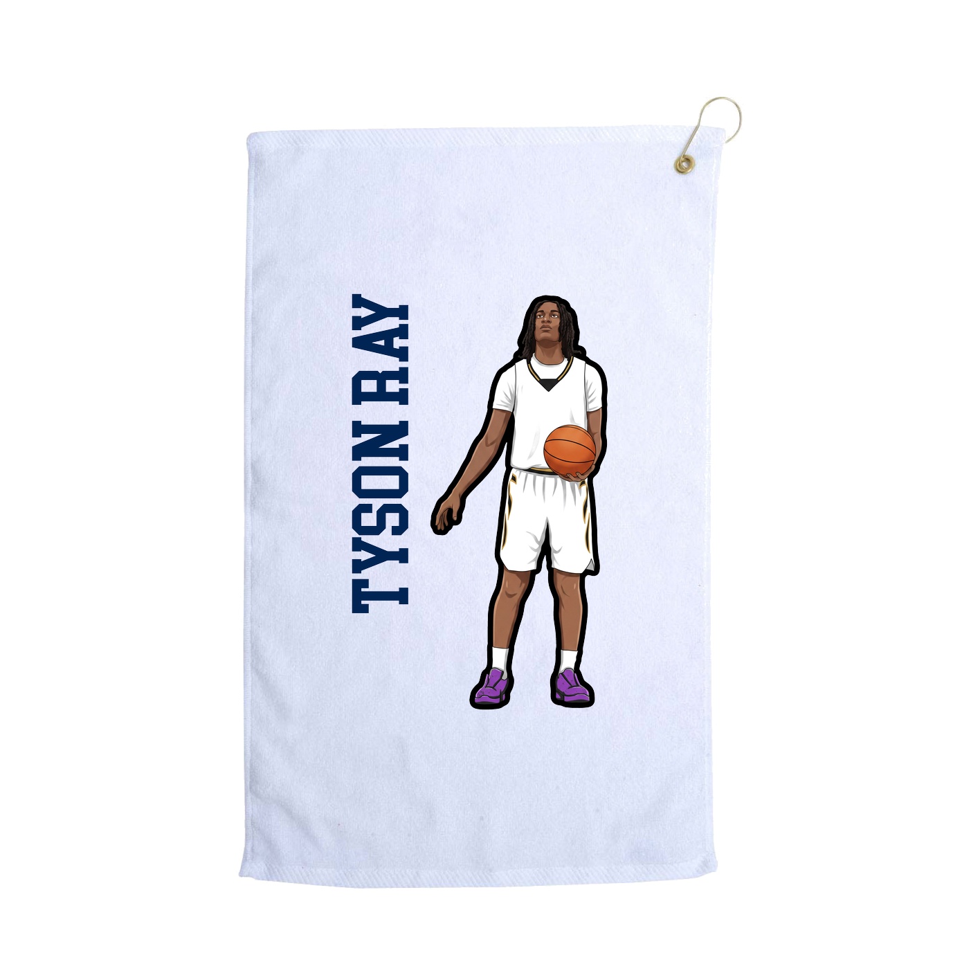Golf Towel — Name Vertical in White