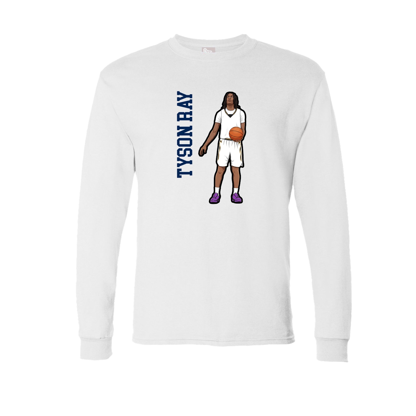 Long Sleeve Tee — Name Vertical in White
