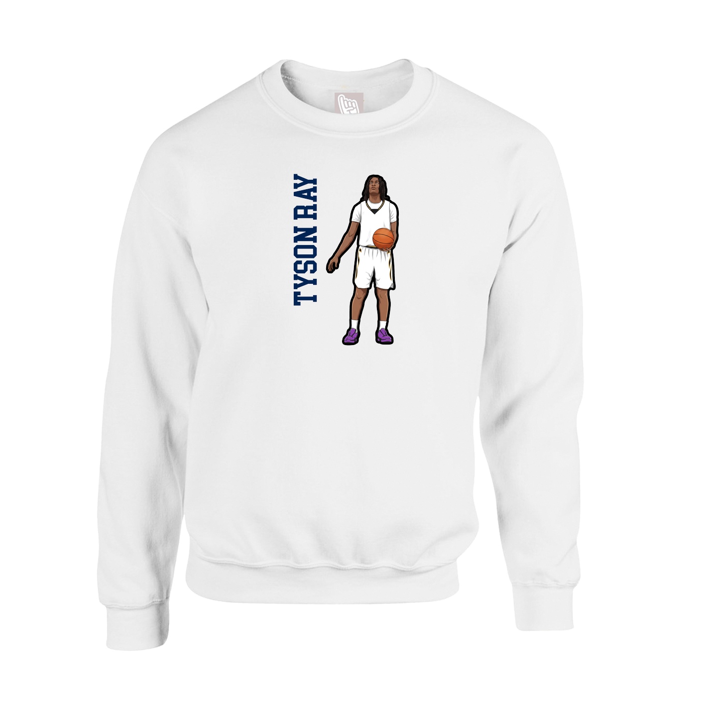 Fleece Crew — Name Vertical in White