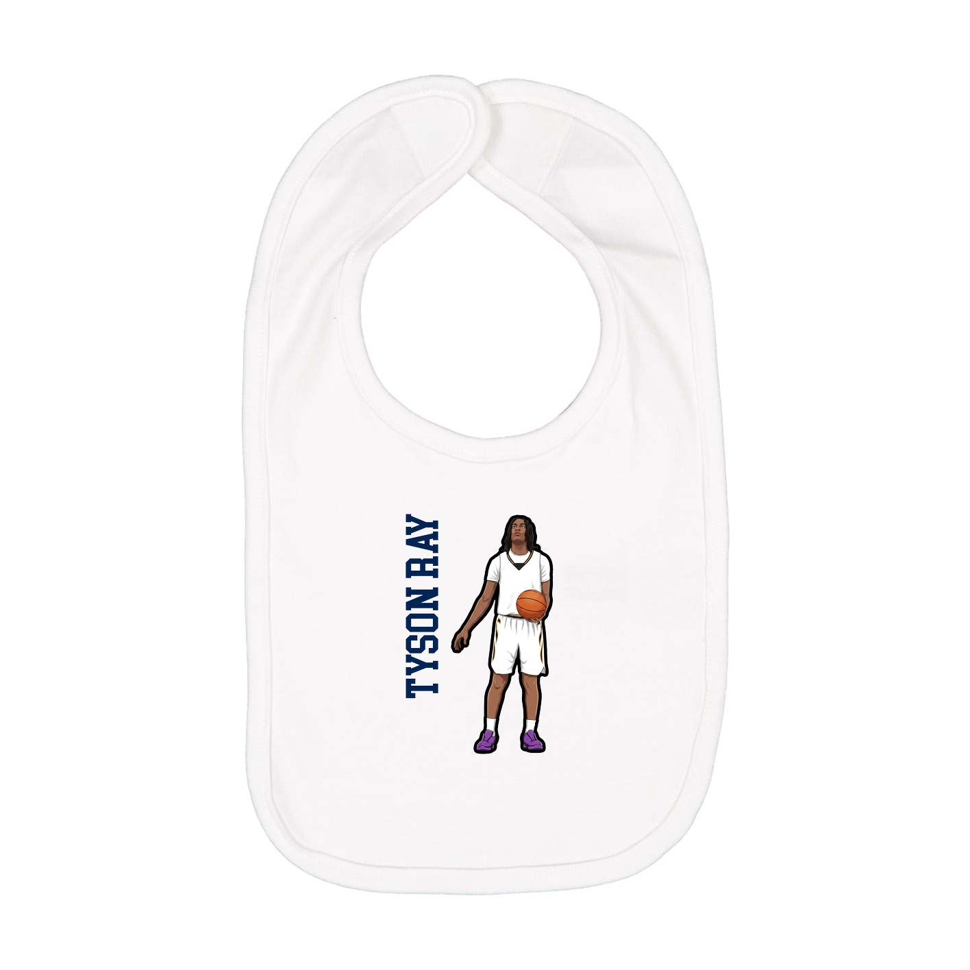 Infant Bib — Name Vertical in White