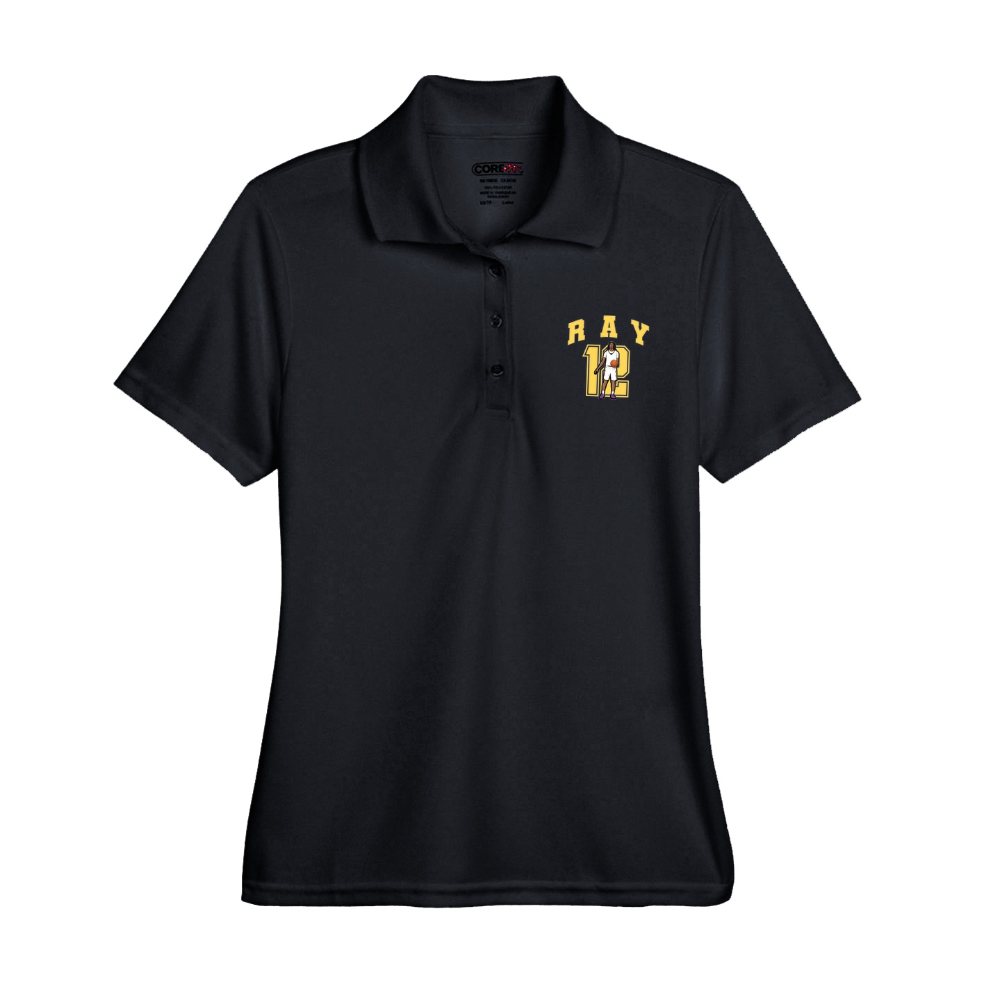 Womens Performance Polo — Number in Black