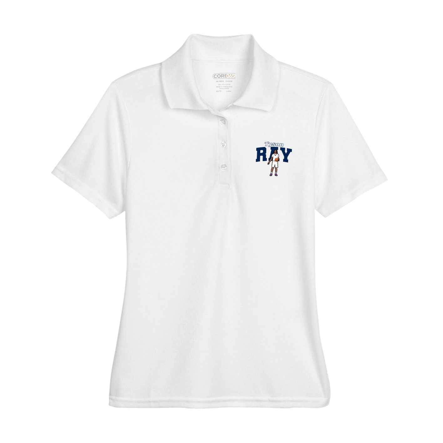 Womens Performance Polo — Name Arch in White