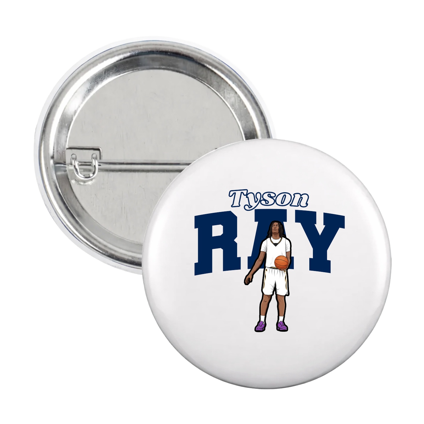Game Day Button — Name Arch in White