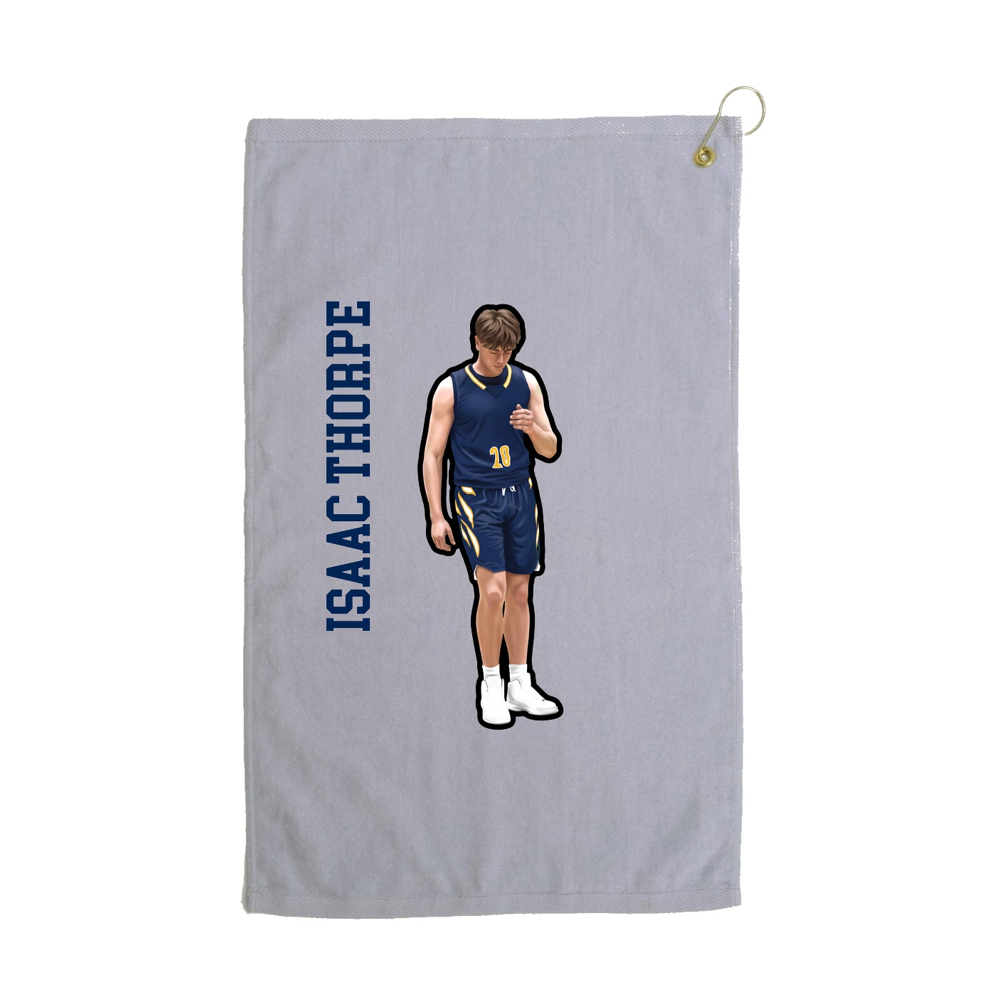 Golf Towel — Name Vertical in Grey