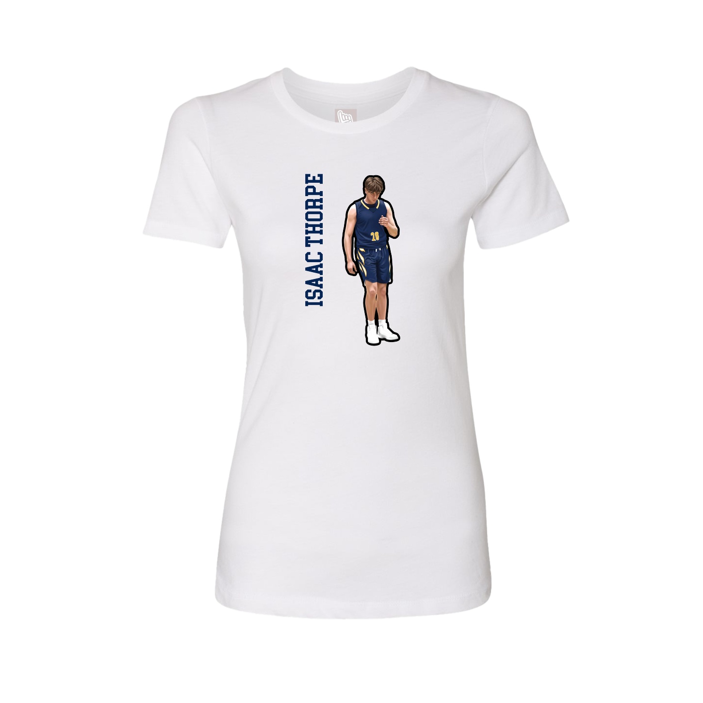 Fitted Women's Tee — Name Vertical in White