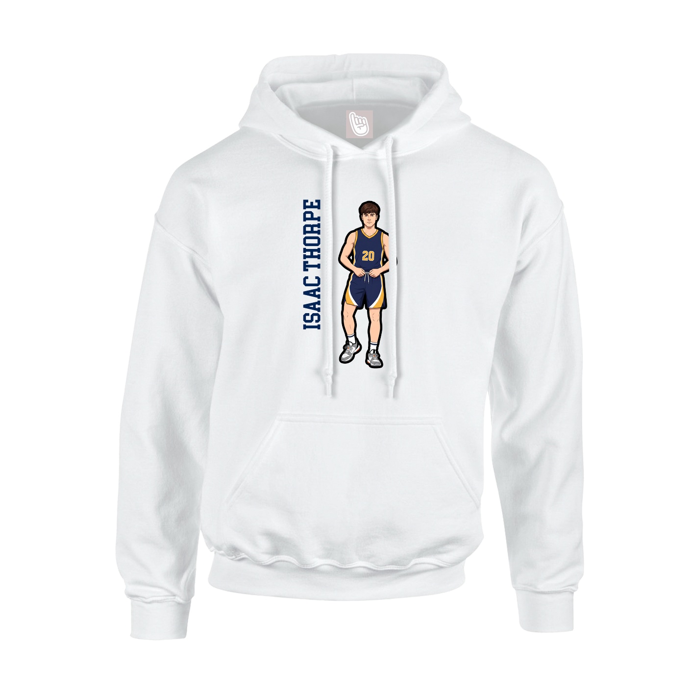 Youth Hoodie — Name Vertical in White