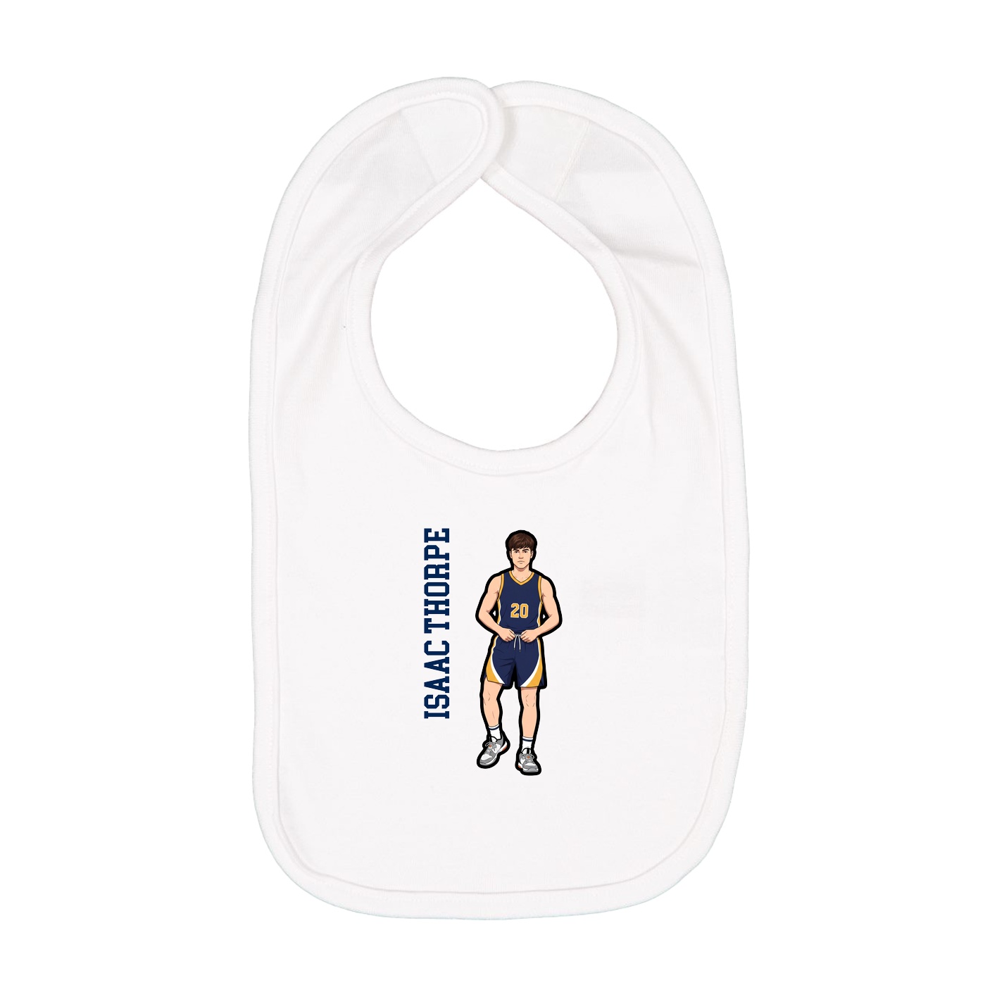 Infant Bib — Name Vertical in White