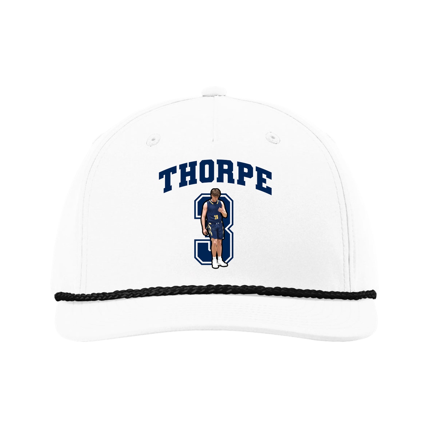 Five-Panel Classic Rope Cap — Number in White