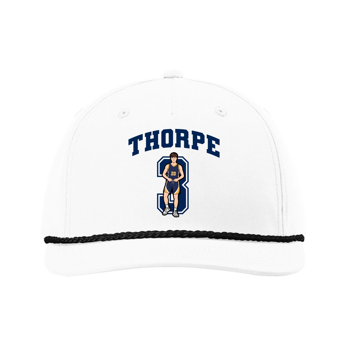 Five-Panel Classic Rope Cap — Number in White