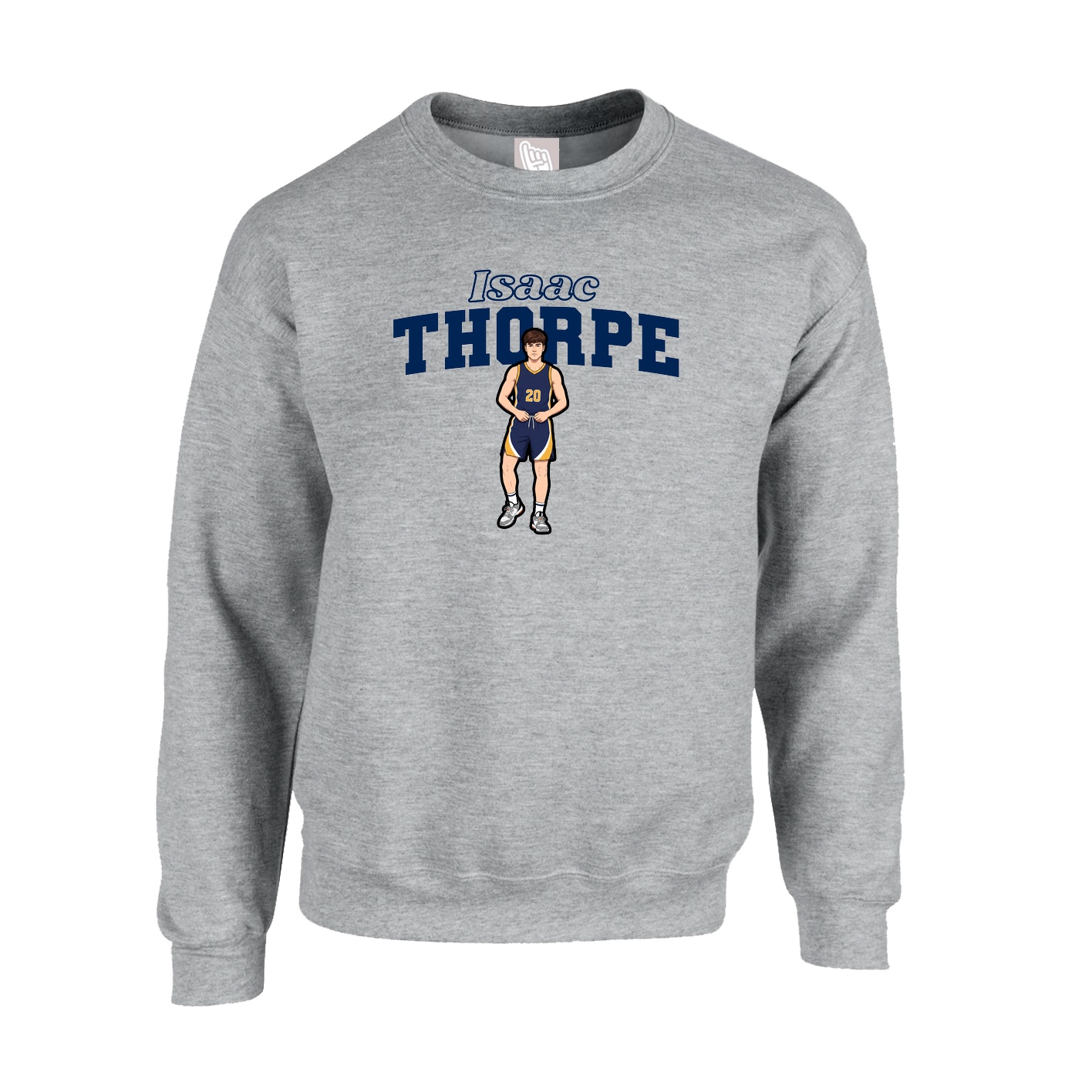 Fleece Crew — Name Arch in Grey