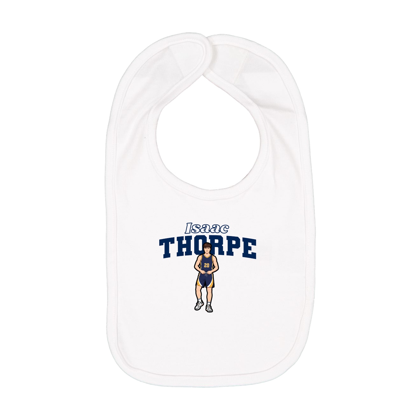 Infant Bib — Name Arch in White