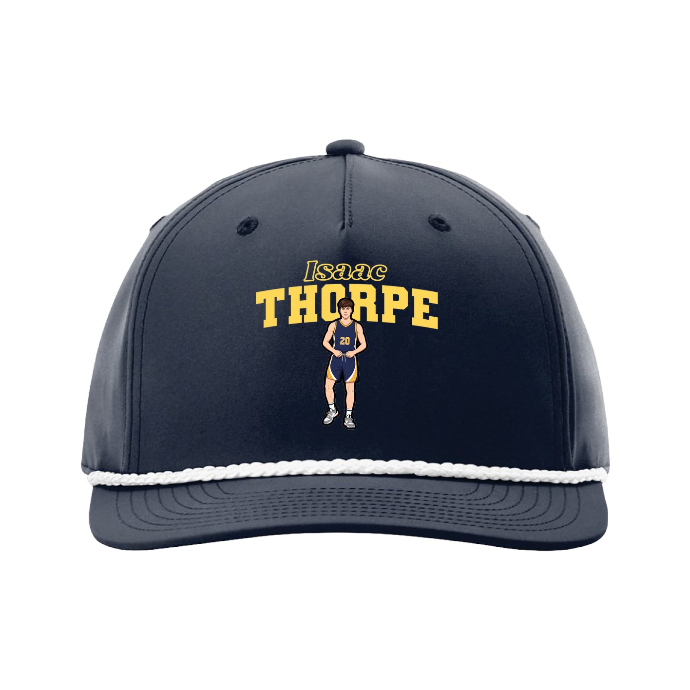 Five-Panel Classic Rope Cap — Name Arch in Navy