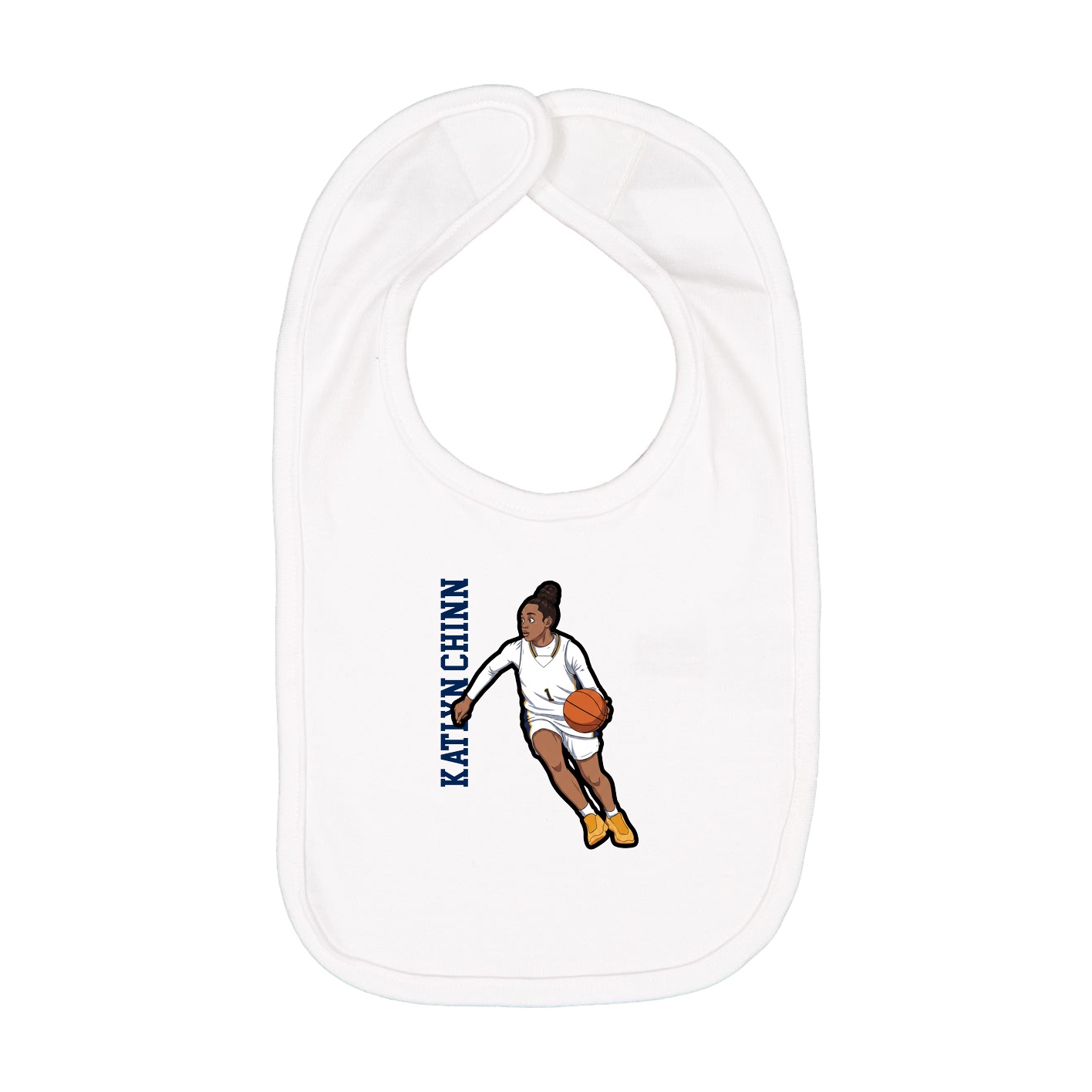 Infant Bib — Name Vertical in White