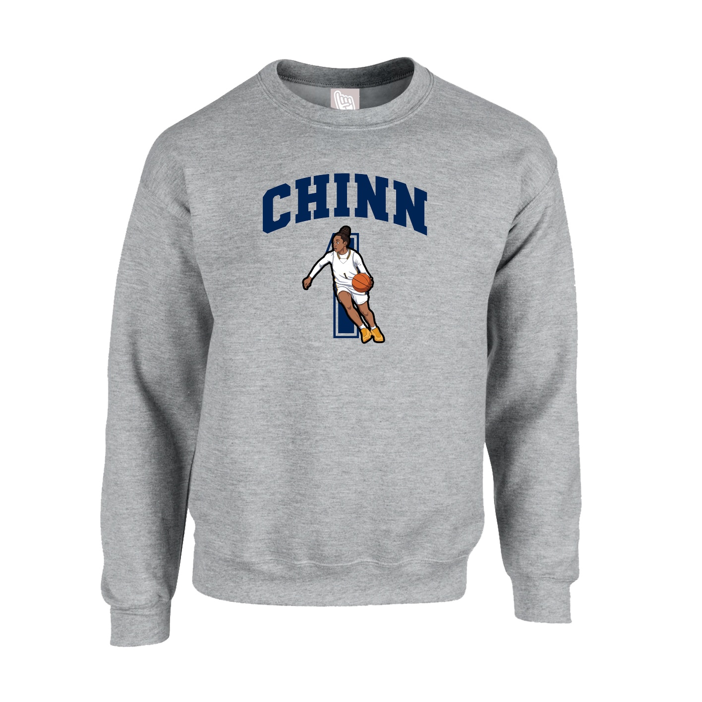 Fleece Crew — Number in Grey