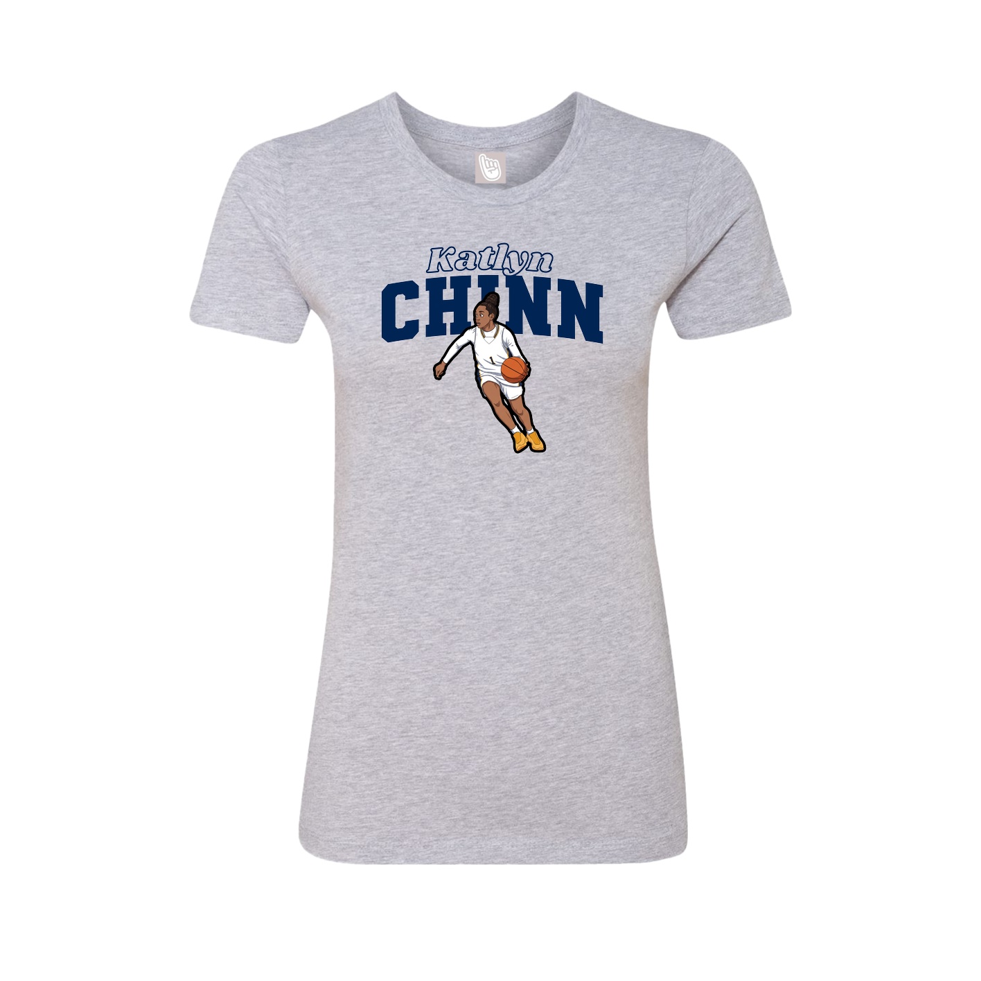 Fitted Women's Tee — Name Arch in Grey