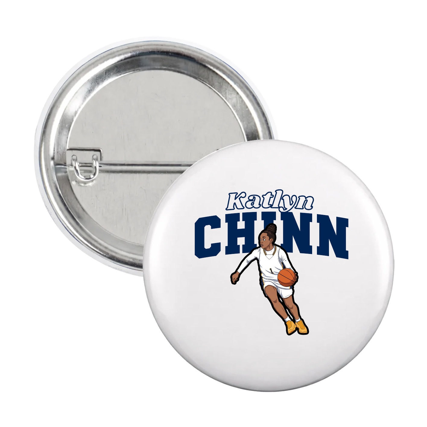 Game Day Button — Name Arch in White