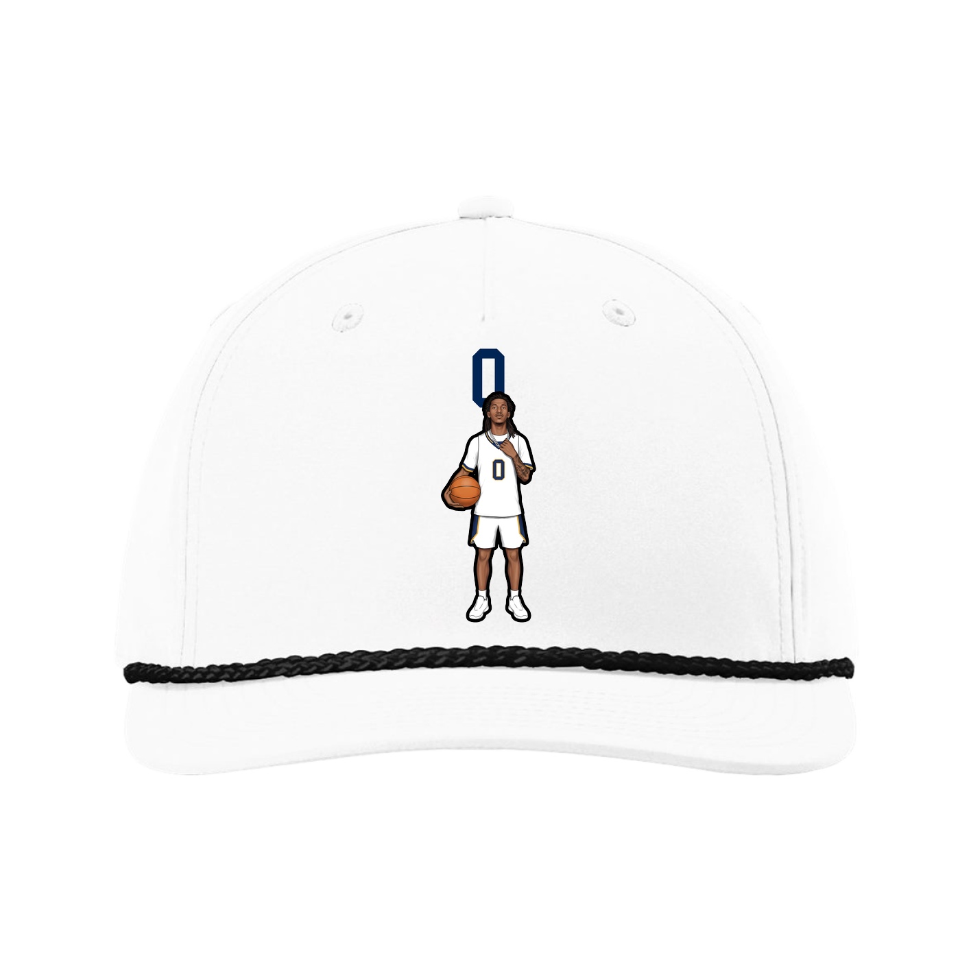Five-Panel Classic Rope Cap — Number Top in White
