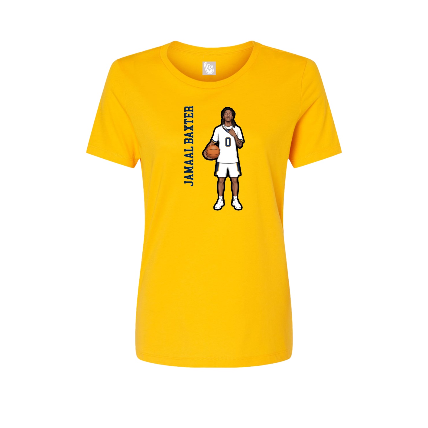 Fitted Women's Tee — Name Vertical in Gold