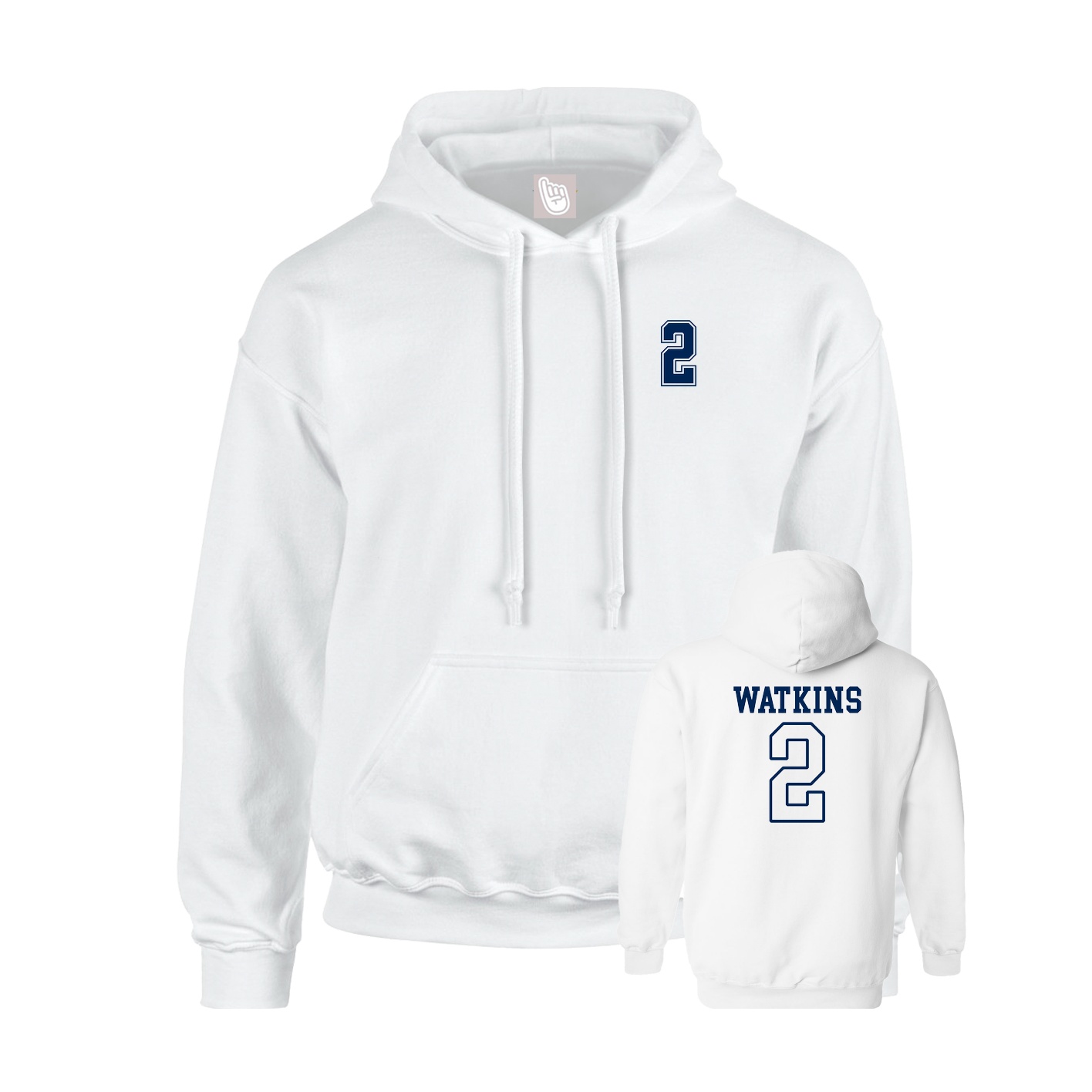 Youth Hoodie — Chest Back in White