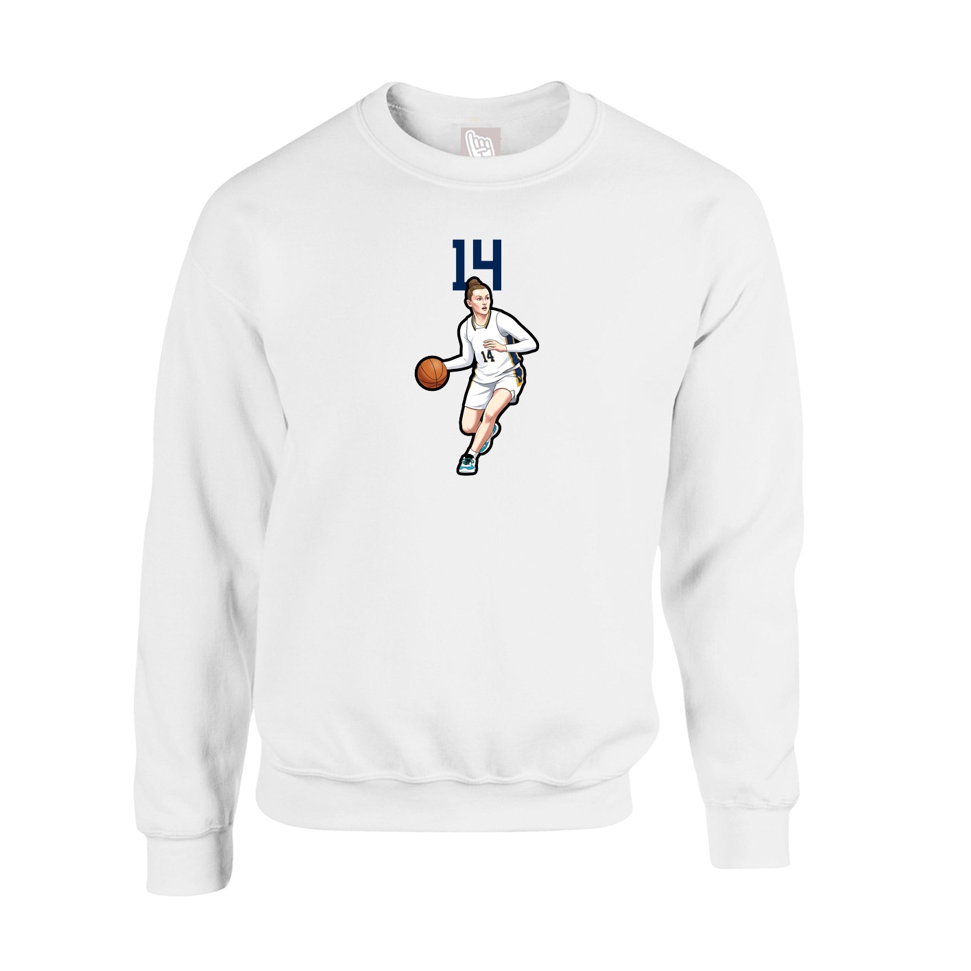 Fleece Crew — Number Top in White
