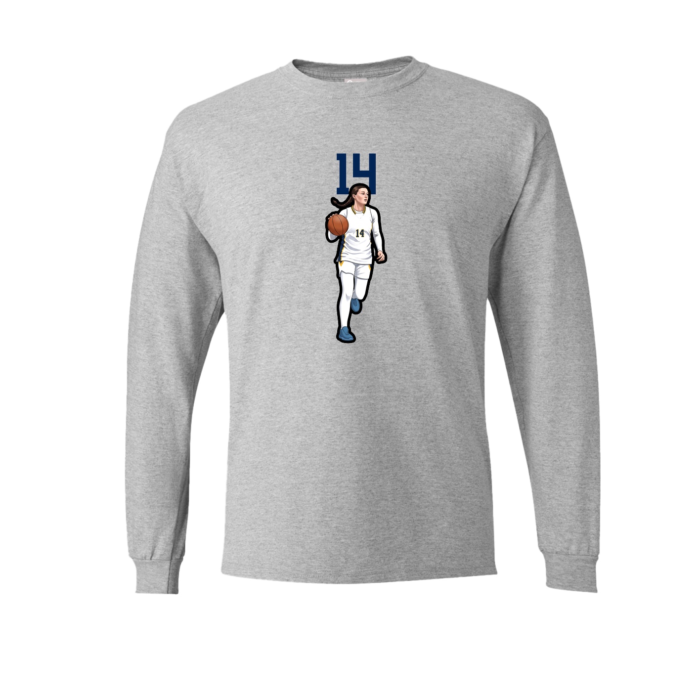 Long Sleeve Tee — Number Top in Grey