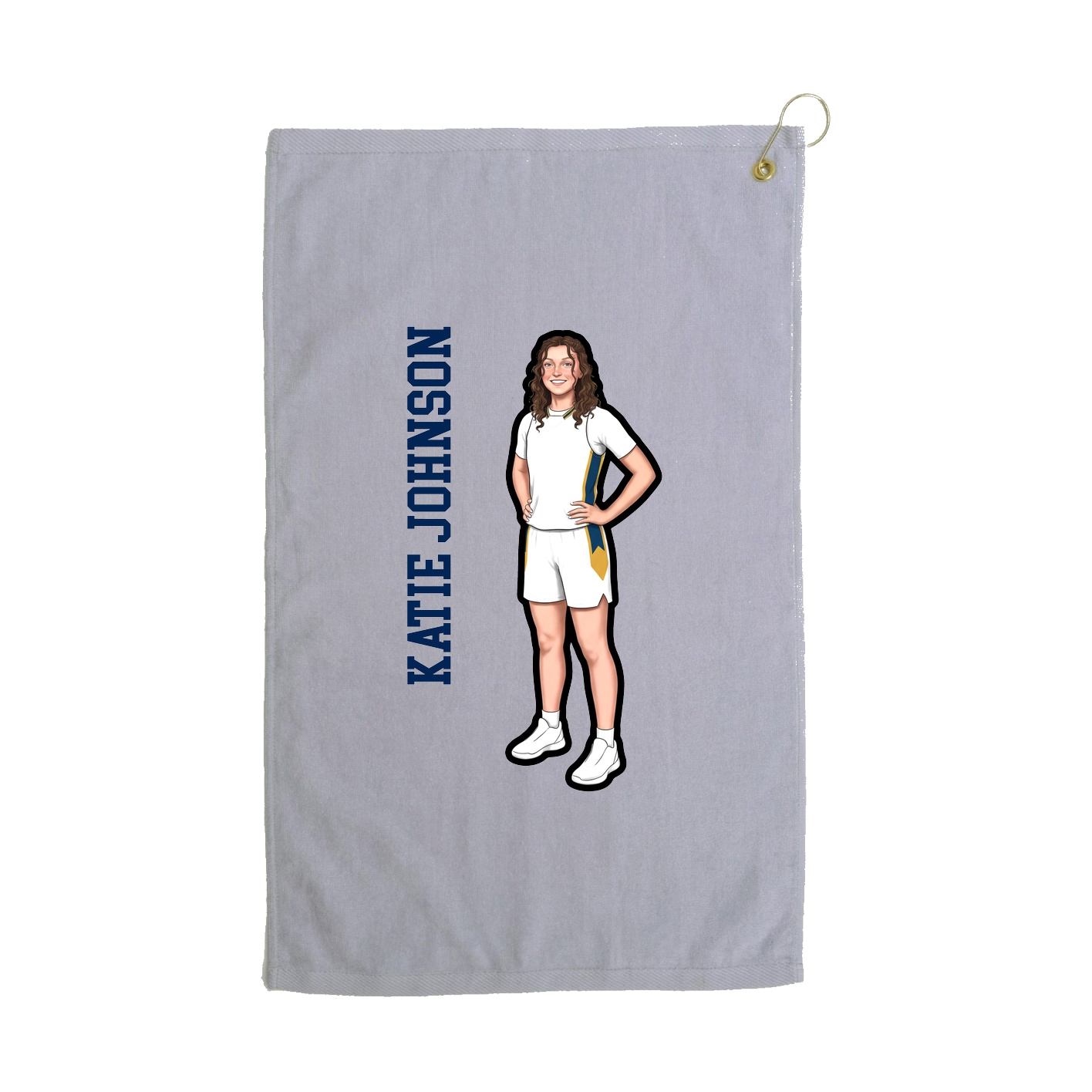 Golf Towel — Name Vertical in Grey