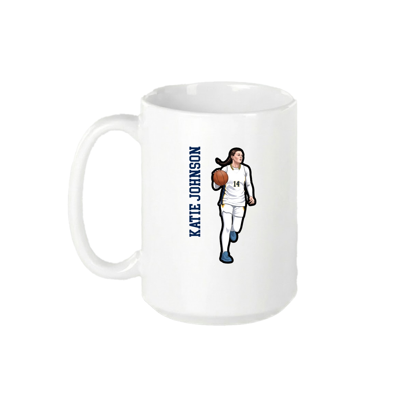 15oz Coffee Mug — Name Vertical in White