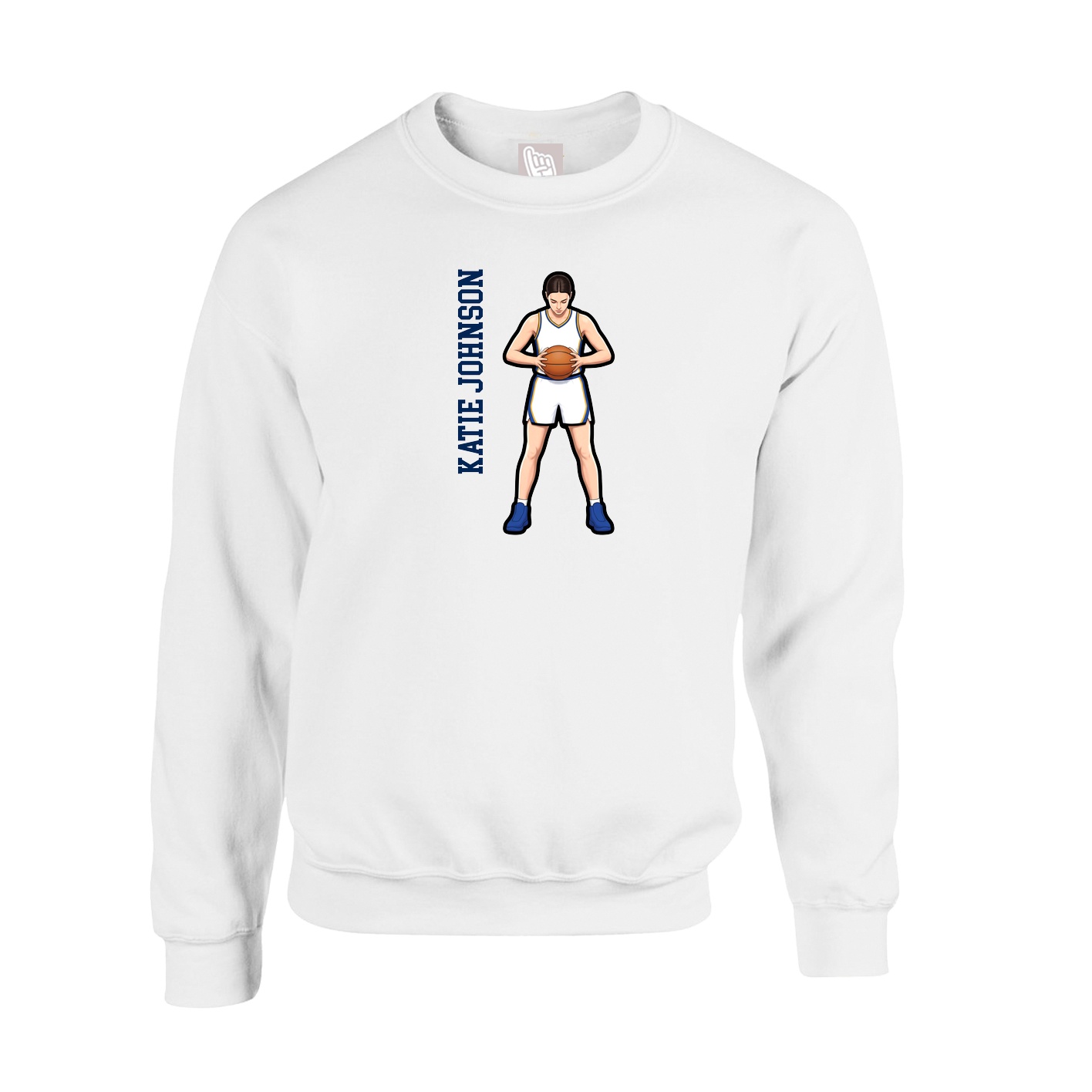 Fleece Crew — Name Vertical in White