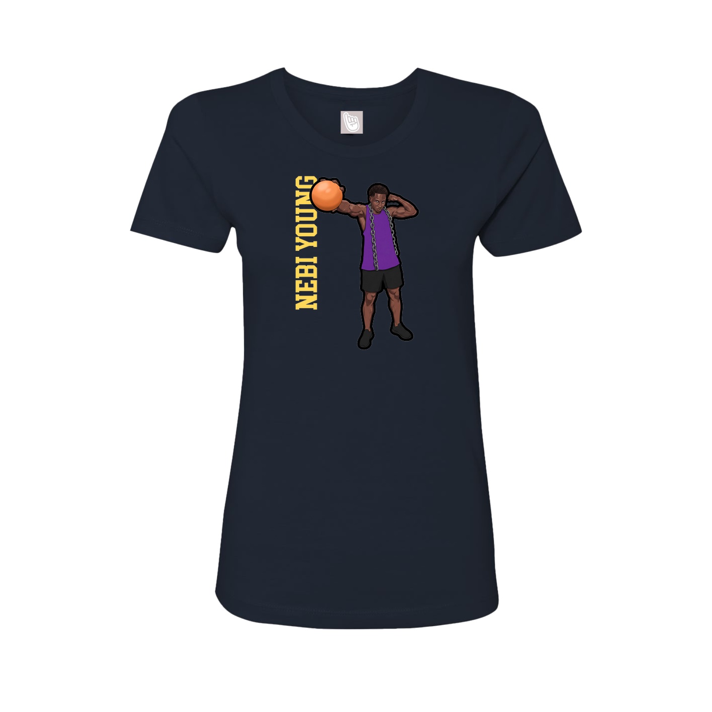 Fitted Women's Tee — Name Vertical in Navy