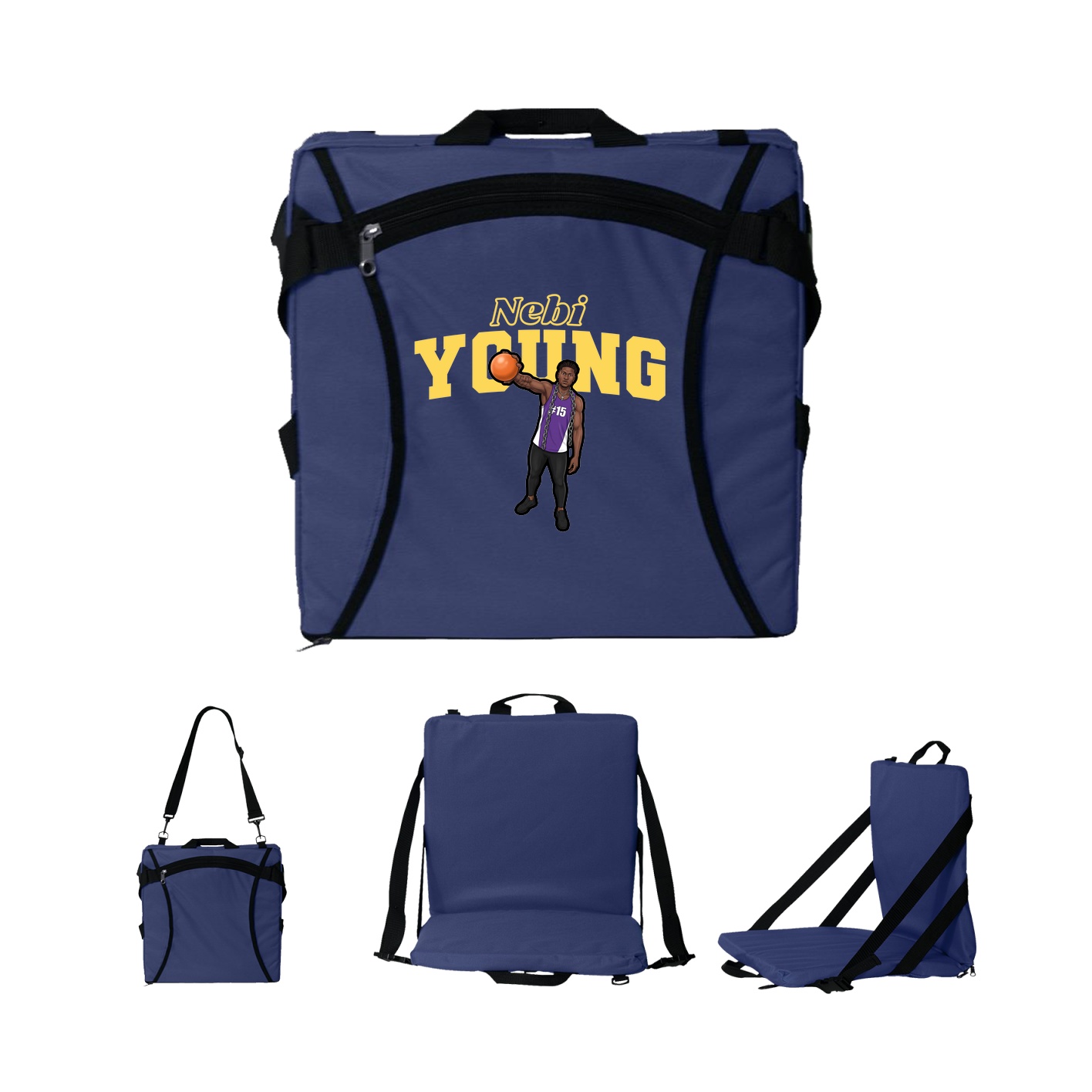 Folding Stadium Seat — Name Arch in Navy