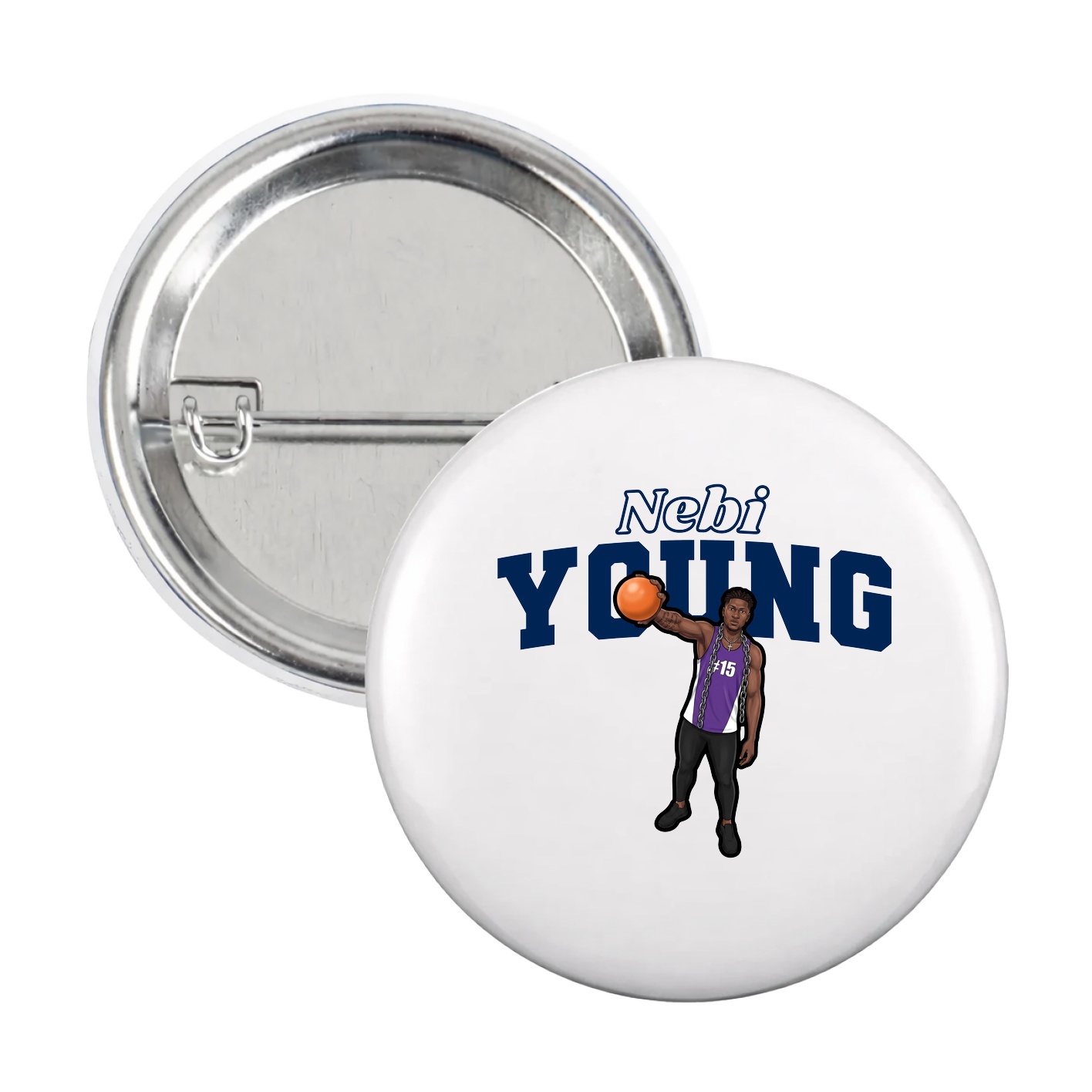 Game Day Button — Name Arch in White