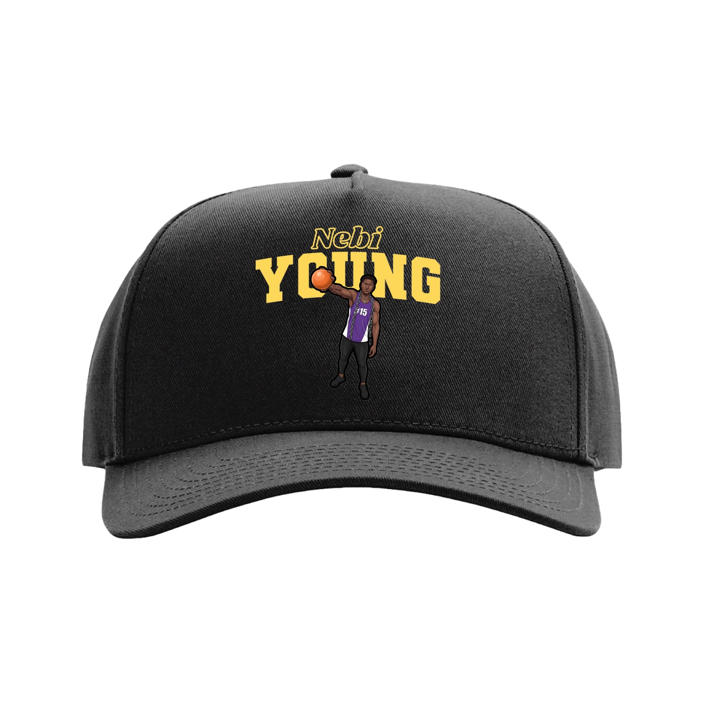 Full Fabric Five-Panel Champ Cap — Name Arch in Black